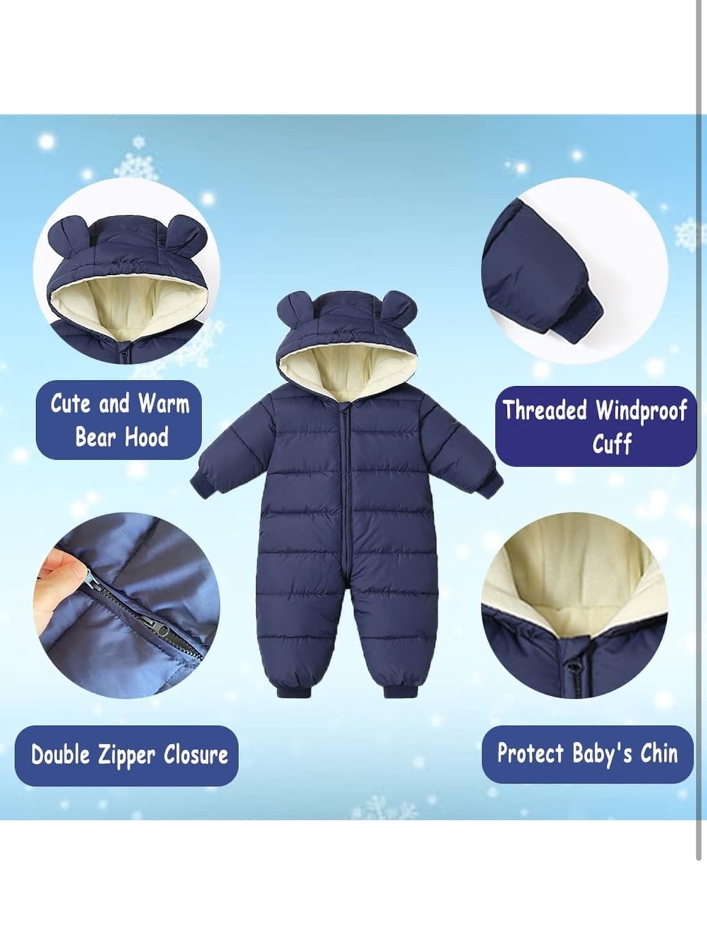 Ilyboz Toddler Snowsuit Cute Baby Bear Suit-3T/1015-bb5 - Picture 3 of 7